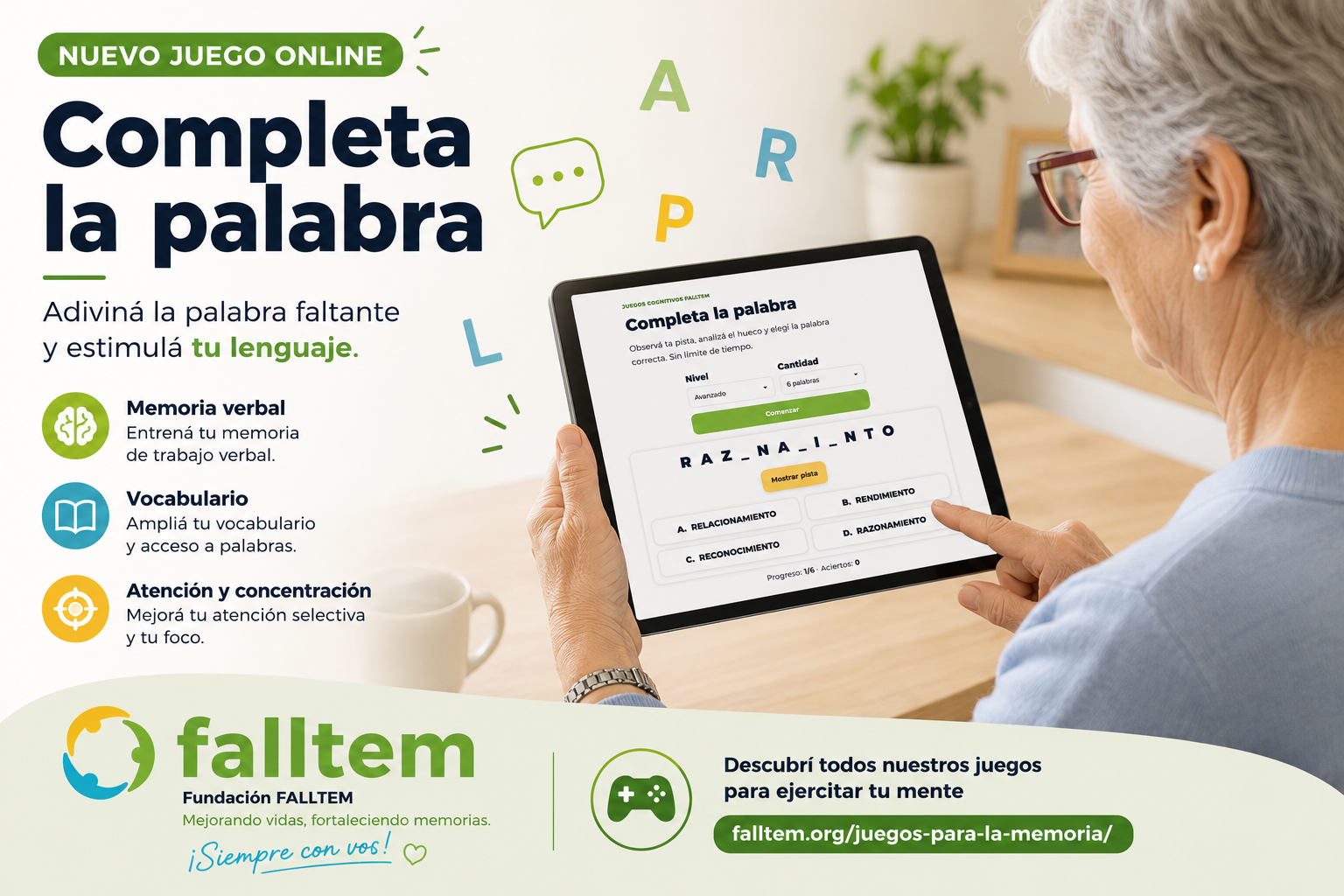 Completa La Palabra 🔤 Un nuevo juego para estimular el lenguaje y mantener la mente activa 🧠
